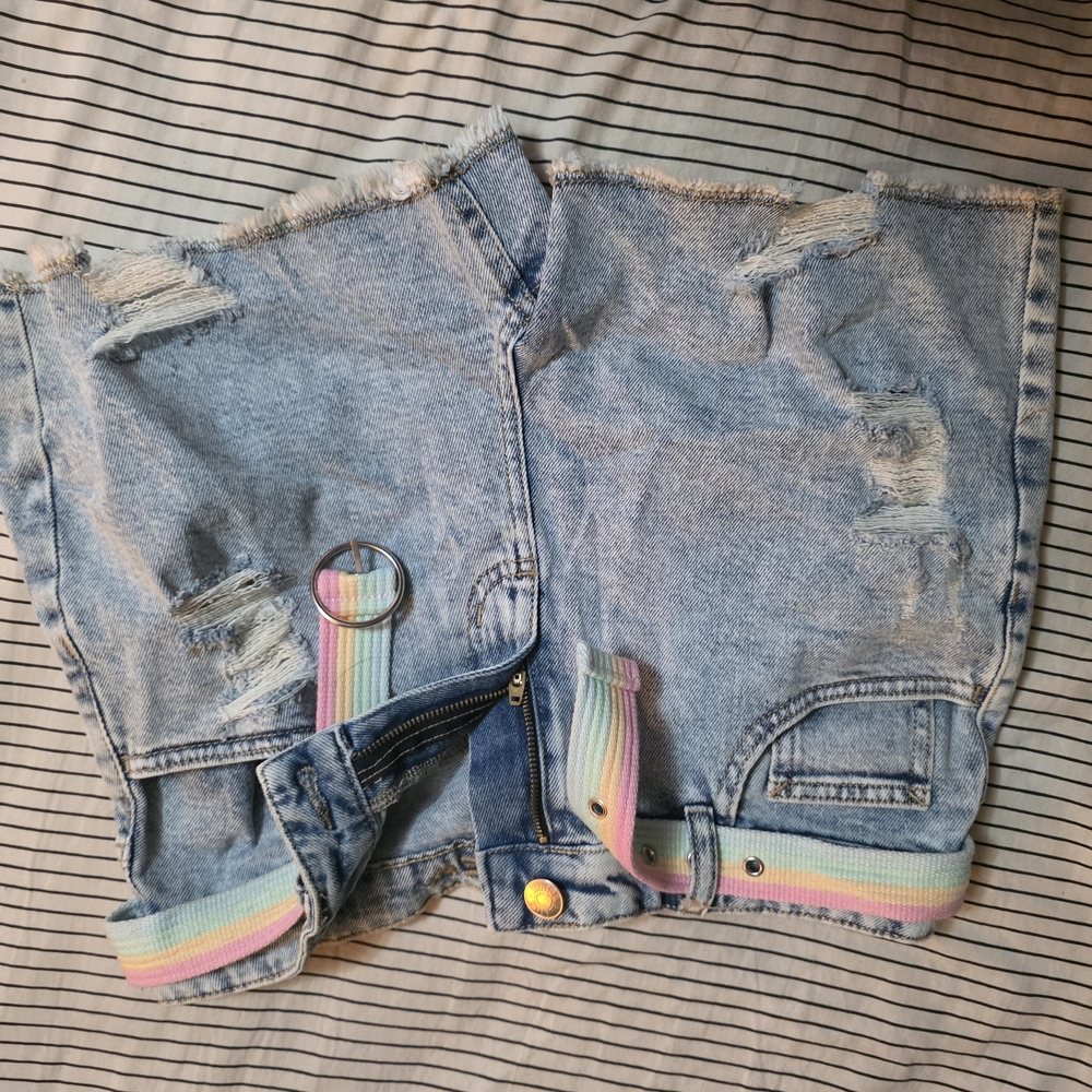 Justice Blue Denim with Gold Stitching